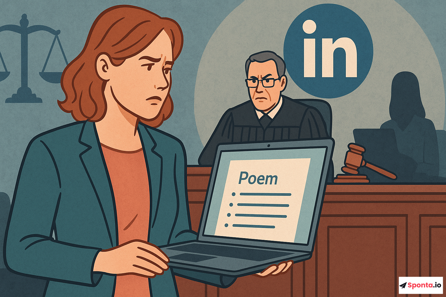 Illustration de l’article : Un poème vengeur sur LinkedIn : une ex-salariée traînée en justice pour injure publique après son licenciement